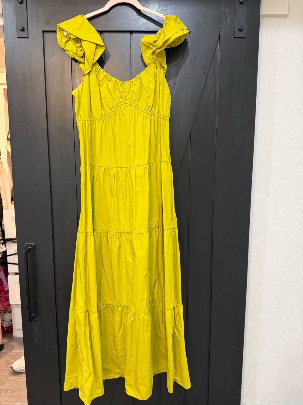 Bright Yellow/Lime Ruffled Strap Maxi Dress